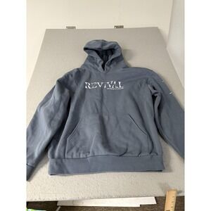 Revival Streetwear Hoodie‎ Mens Medium Blue Graphic Pullover Sweatshirt Pocket